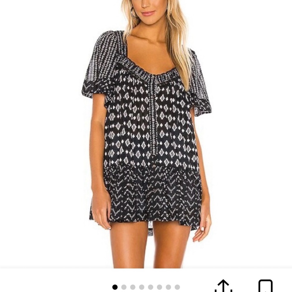 Free People Black and White Hearts Desire Sundress Sz S Tunic Boho
